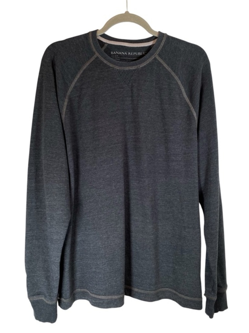 BANANA REPUBLIC Men’s Long Sleeve Mid Weight Knit Tee Slate Gray L